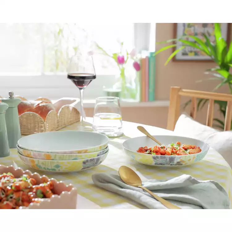 Habitat 4 Piece Porcelain Pasta Bowl - Multicoloured