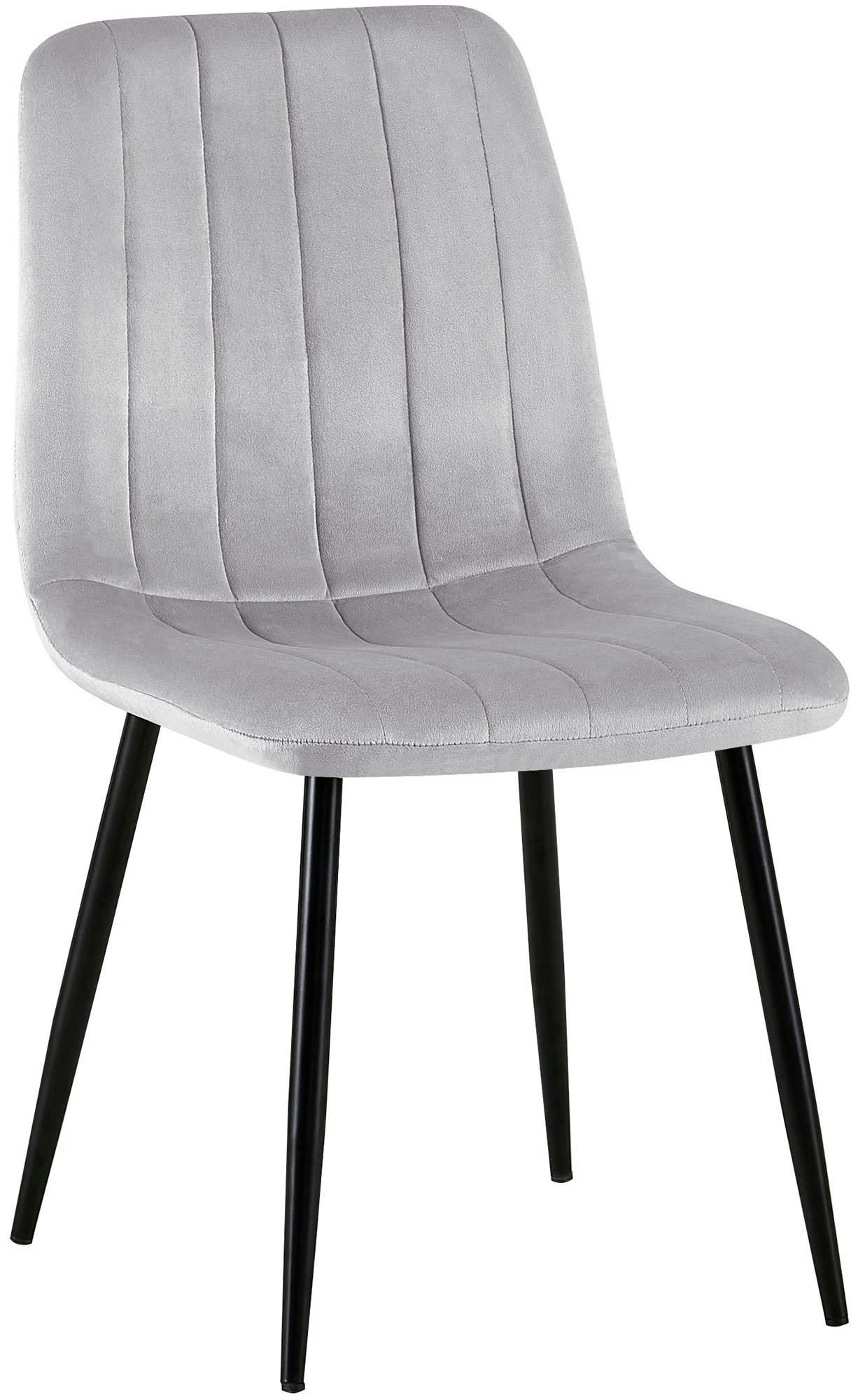 DIJON - Chaise de salle à manger avec pieds métal assise en velours Gris