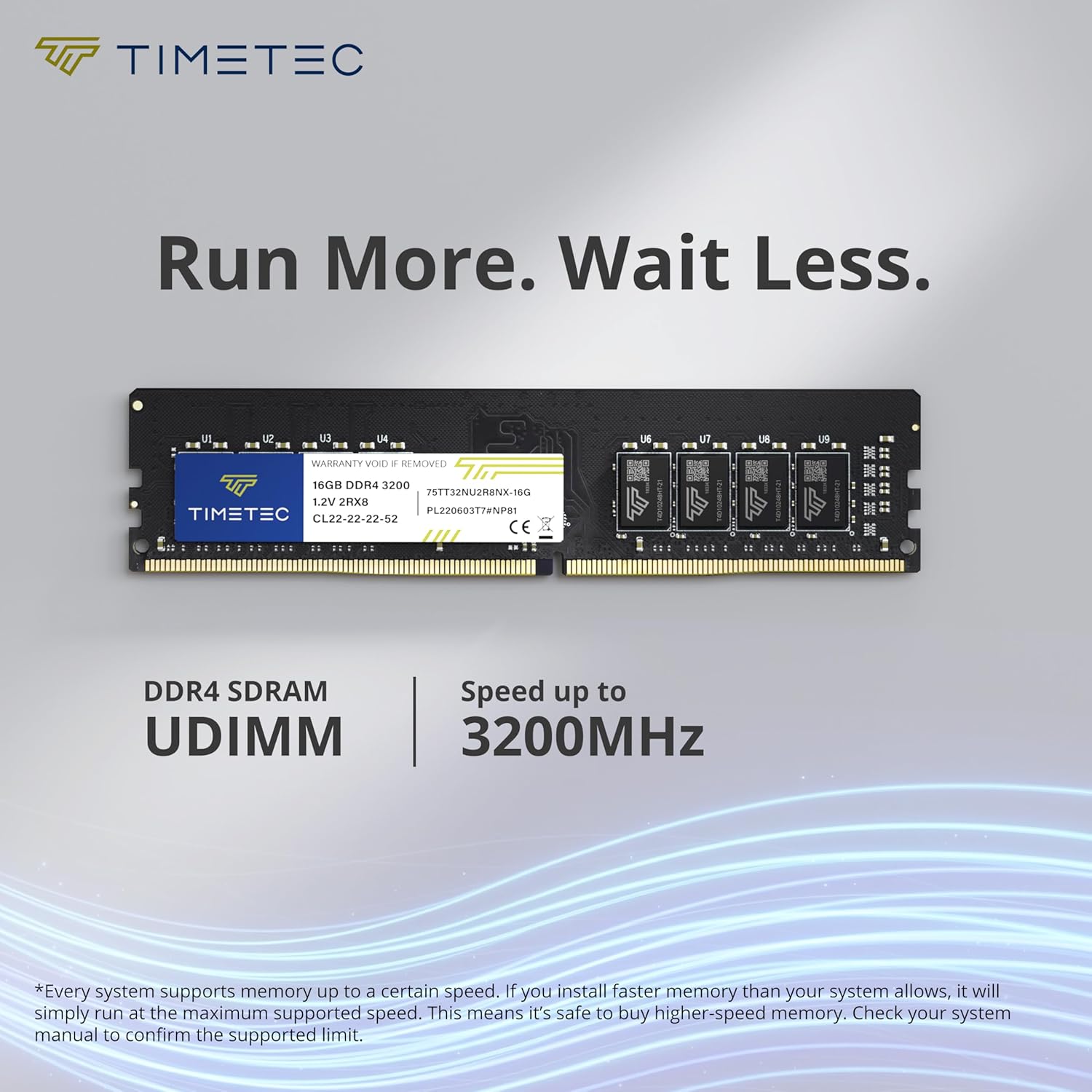 Timetec 16GB DDR4 3200MHz (PC4-3200AA) PC4-25600 UDIMM Desktop RAM – 288-Pin 1.2V CL22 Non-ECC Unbuffered DIMM Memory Module Upgrade