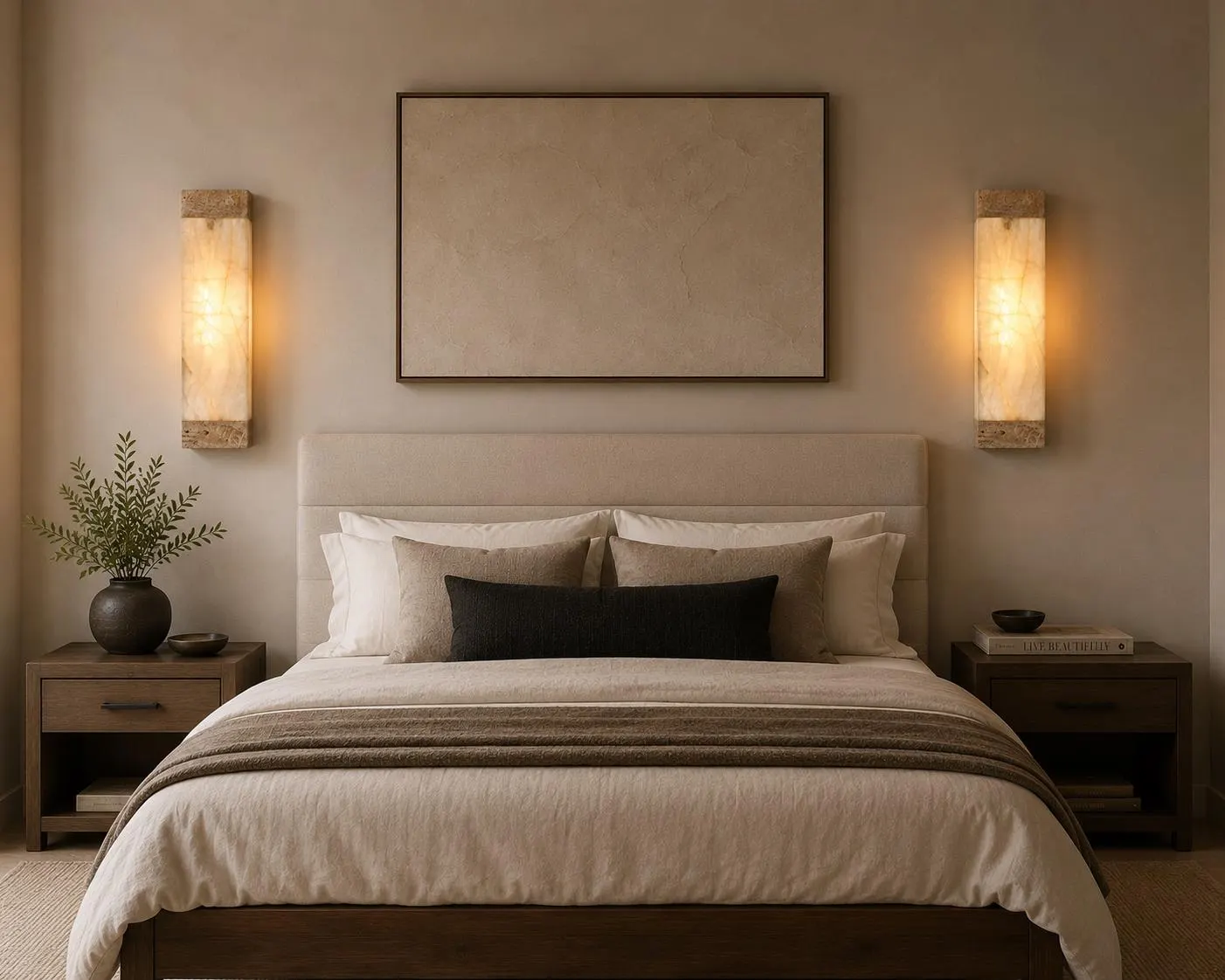 2 Handmade White Onyx Wall Sconce, Large 20” Natural Stone Light, Rectangular Modern Wall Lamp, Luxury Bathroom & Bedroom Lighting