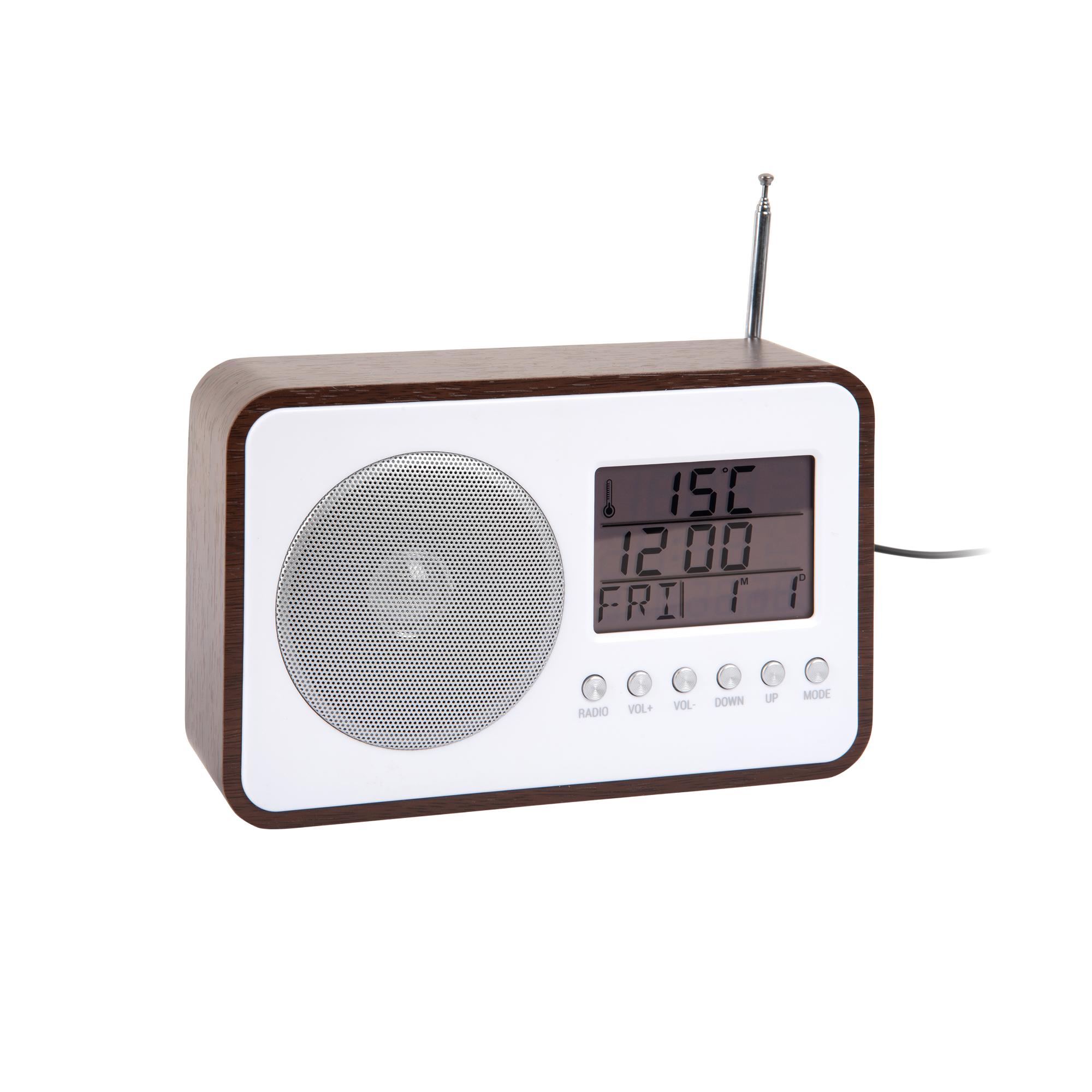 Karlsson wekker FM Radio - bruin - 19.2x6.6x12.5cm