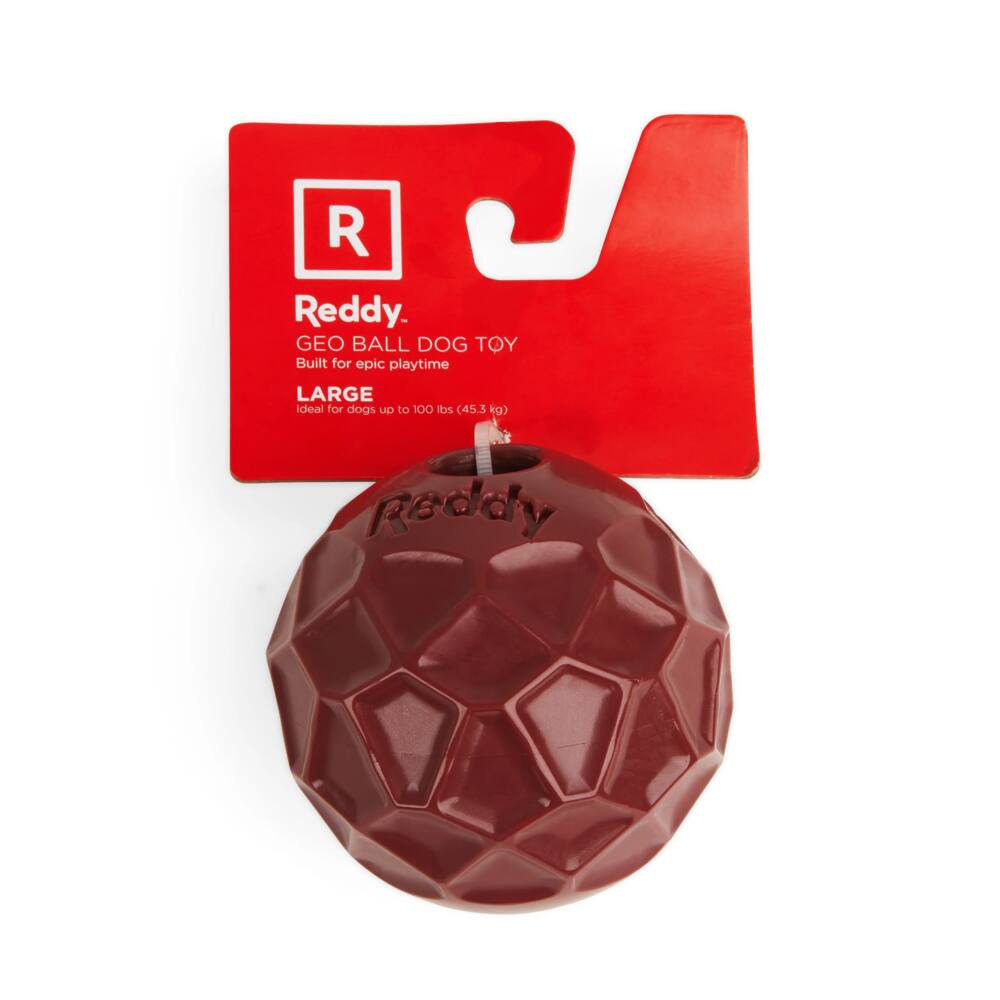 Reddy Geometric Ball Dog Toy, Red