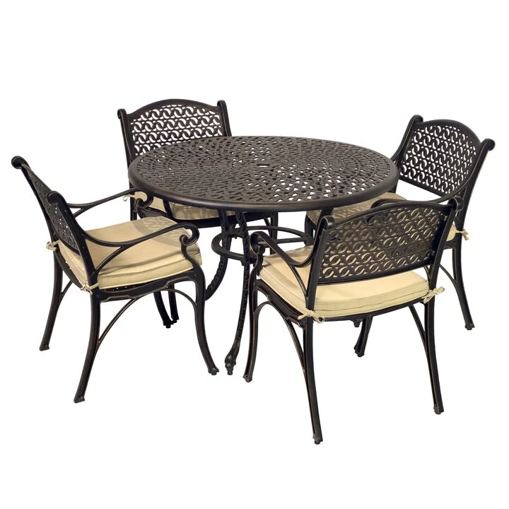 Kinger Home Harmon 5-Piece Cast Aluminum Outdoor Dining with Cushions - 41-Inch