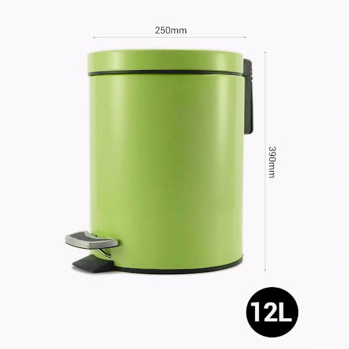 SOGA 2X Foot Pedal Stainless Steel Rubbish Recycling Garbage Waste Trash Bin Round 12L Green