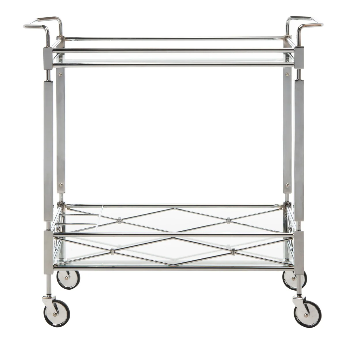 SAFAVIEH Theda 2-Tier Bar Cart / Glass - 31.5 x 16 x 30 - 32Wx16Dx30H