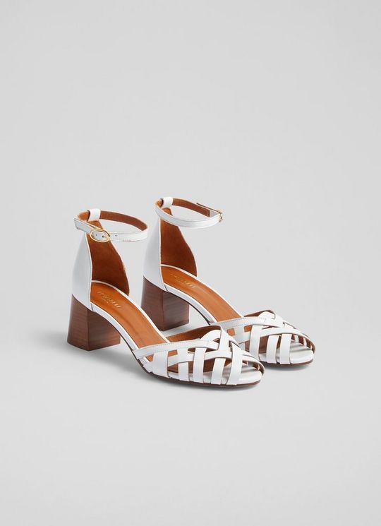 Noemia Cream Leather Criss-Cross Sandals