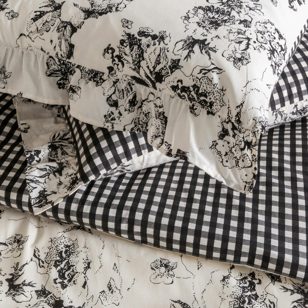 ORNELLA - Parure de lit 2 personnes coton  imprimé blanc 260x240cm