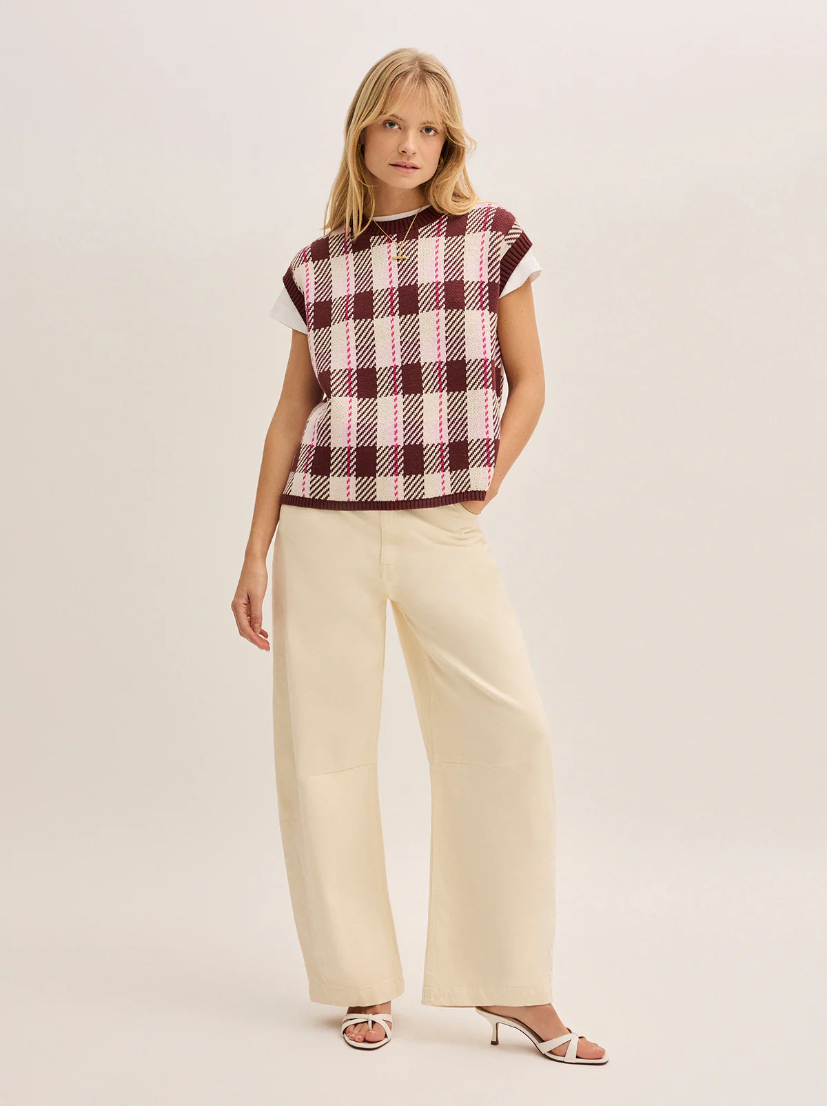 Dree Pink Check Vest