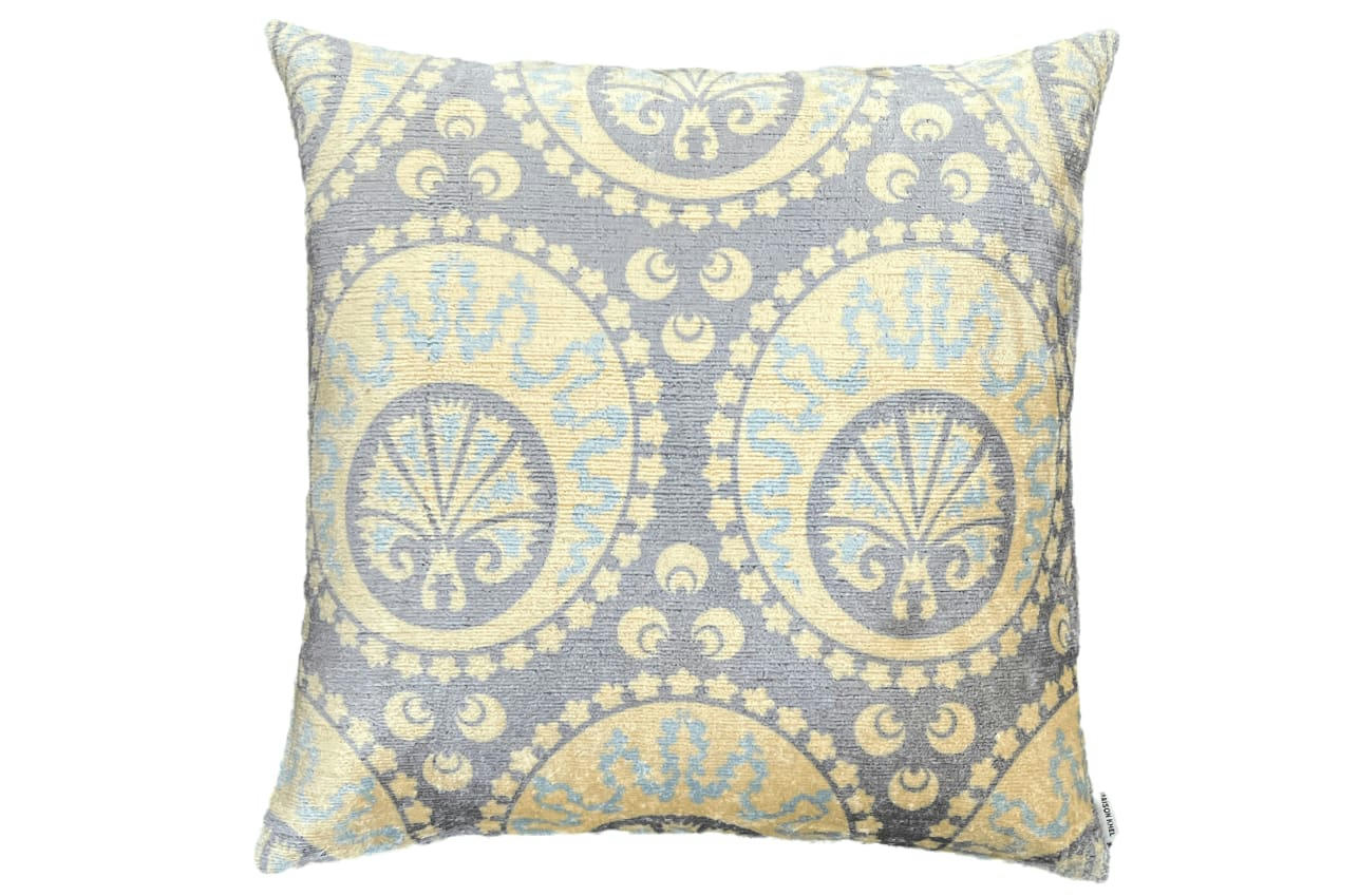 - Housse de coussin velours soie ikat  50x50 multicouleur