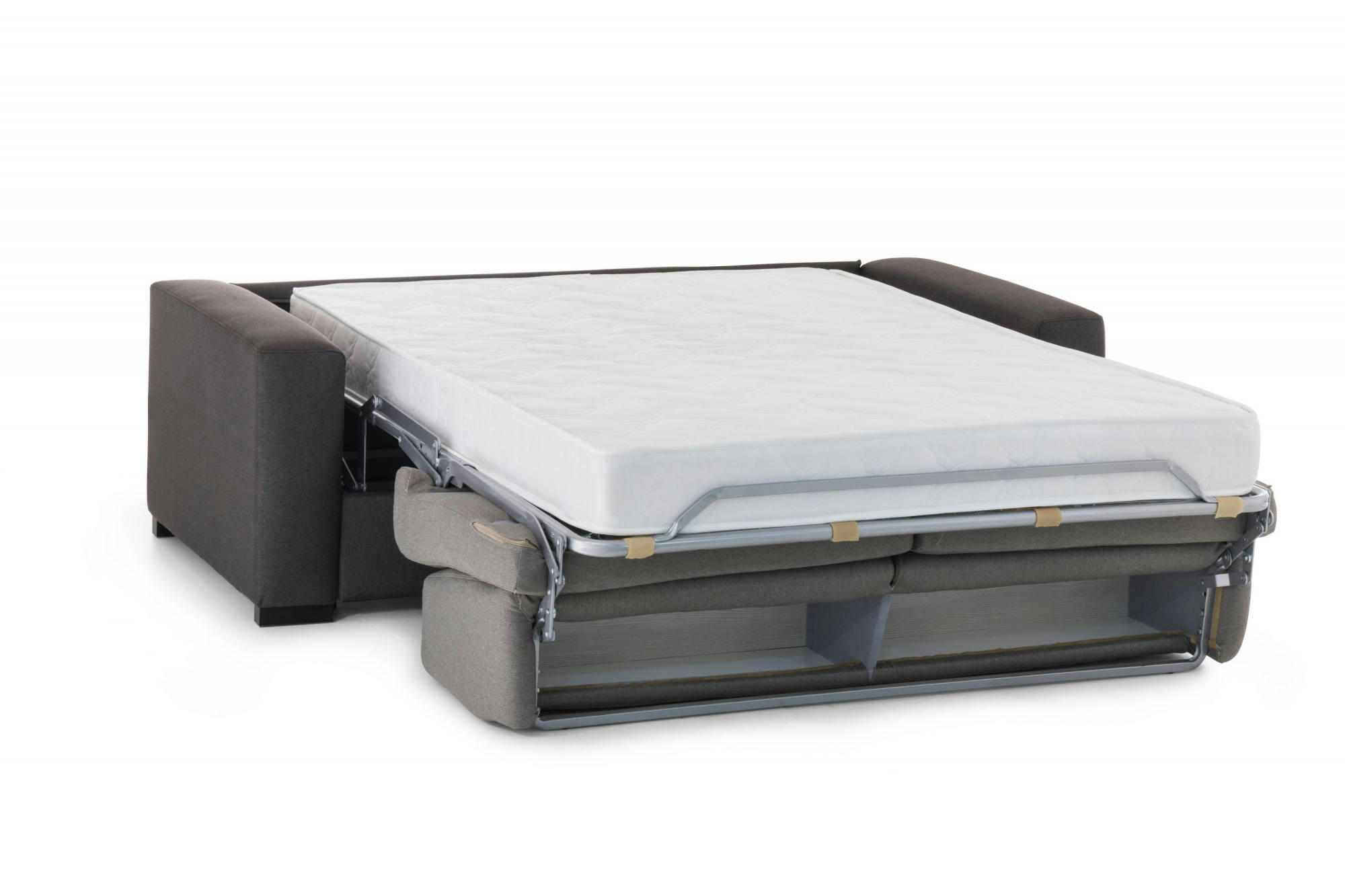 ALENA - Canapé lit 2 places en tissu gris et anthracite
