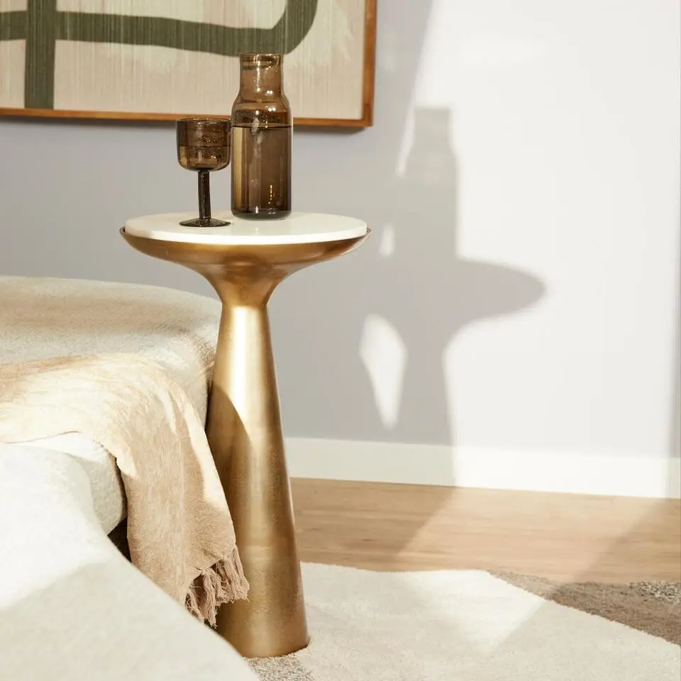 StarFurn - Bijzettafel Essy &Oslash;38 cm - wit marmer