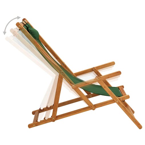 NNEVL Folding Beach Chair Solid Eucalyptus Wood and Fabric Green