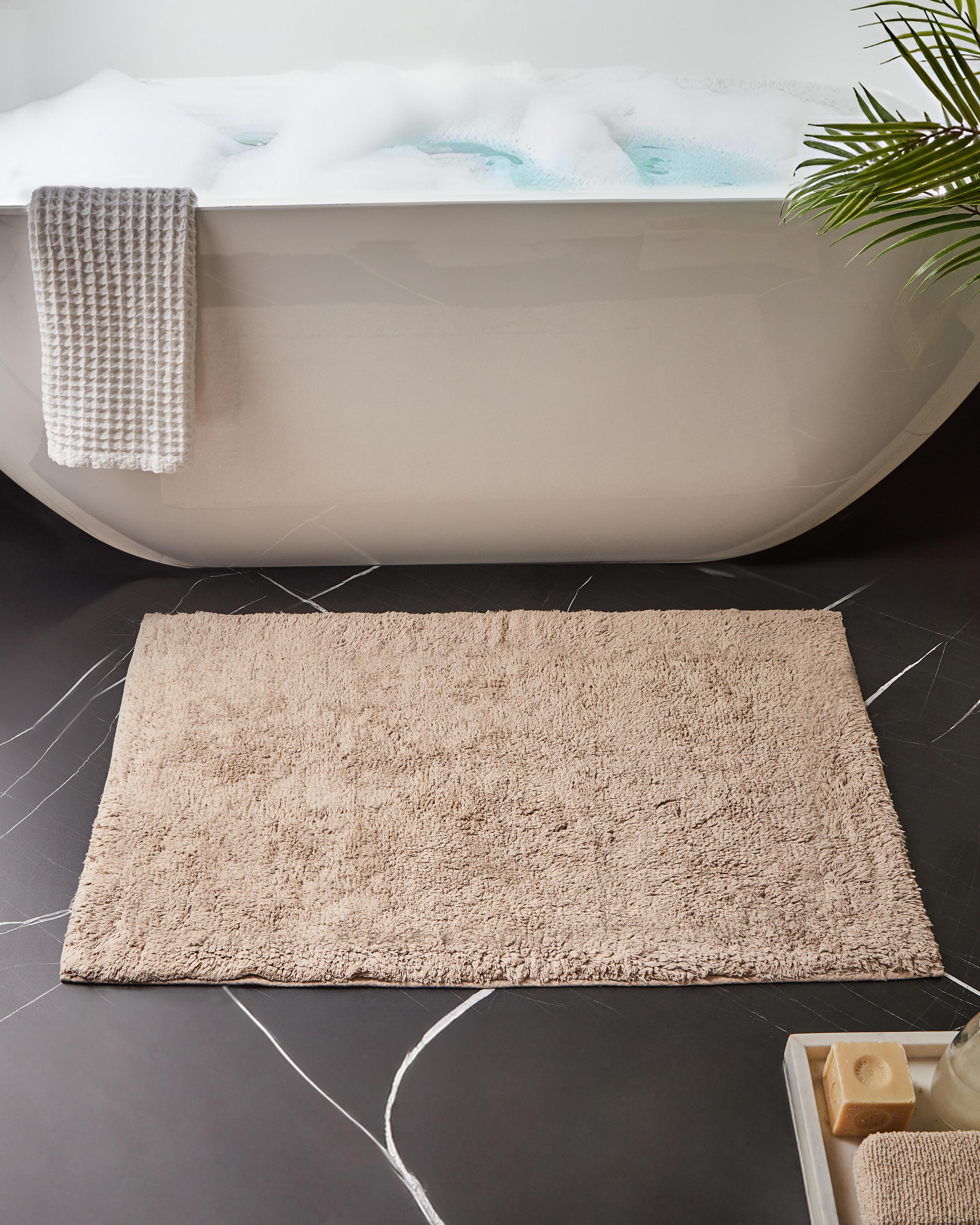 Bath Mat GOELA Light Brown 60 x 90 cm Cotton