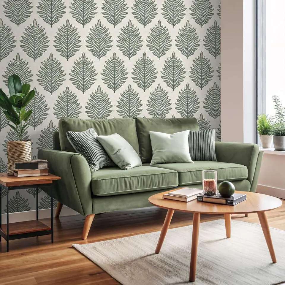 Sanders & Sanders behang bladeren groen en beige - 53 cm x 10 m