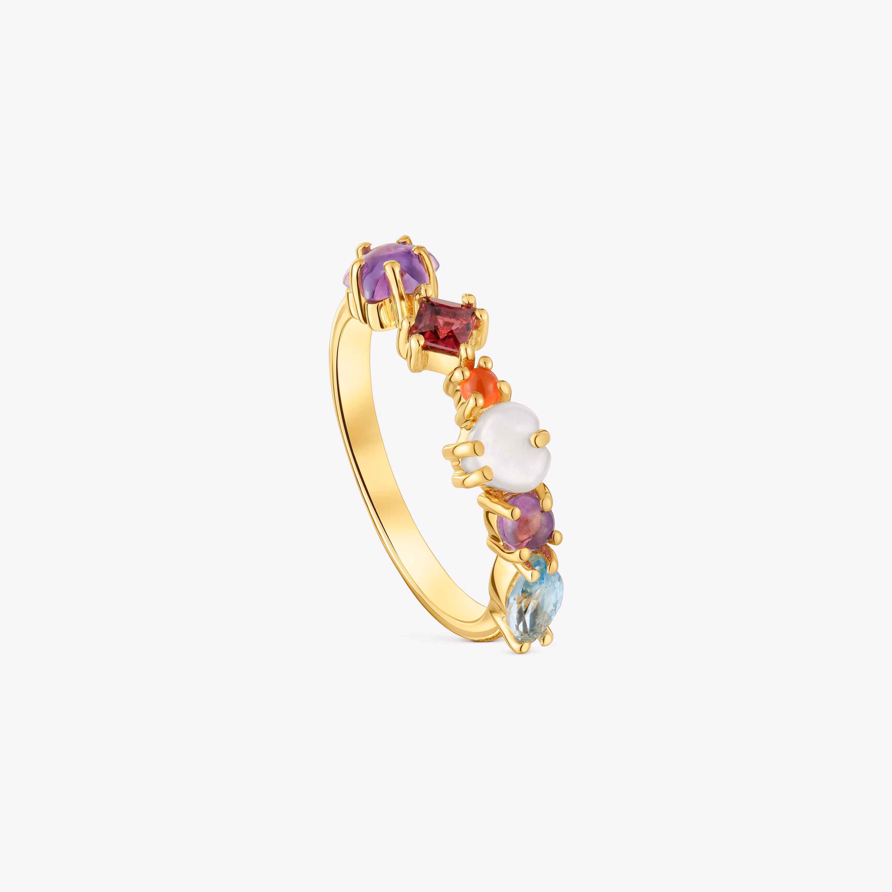 Anillo pequeño con baño de oro 18 kt sobre plata y motivos gemas Sugar Party