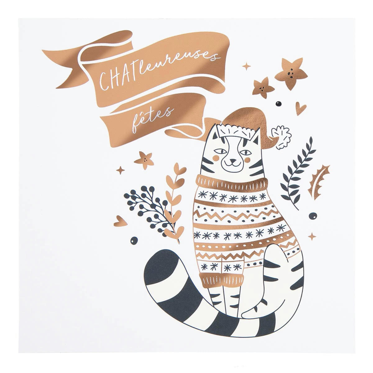 - Carte De Vœux Etincelle Chat Noël