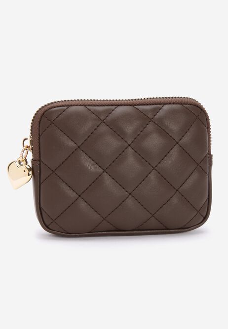 Womens Chocolate Brown Quilted Purse