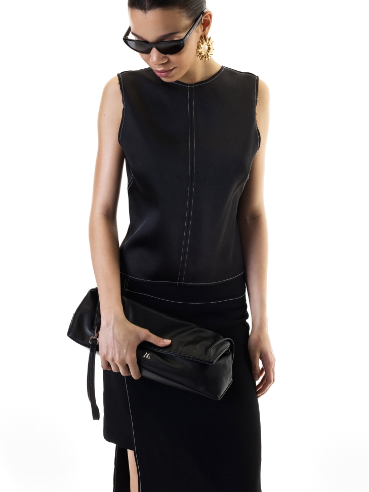 Black clutch bag with small monogram