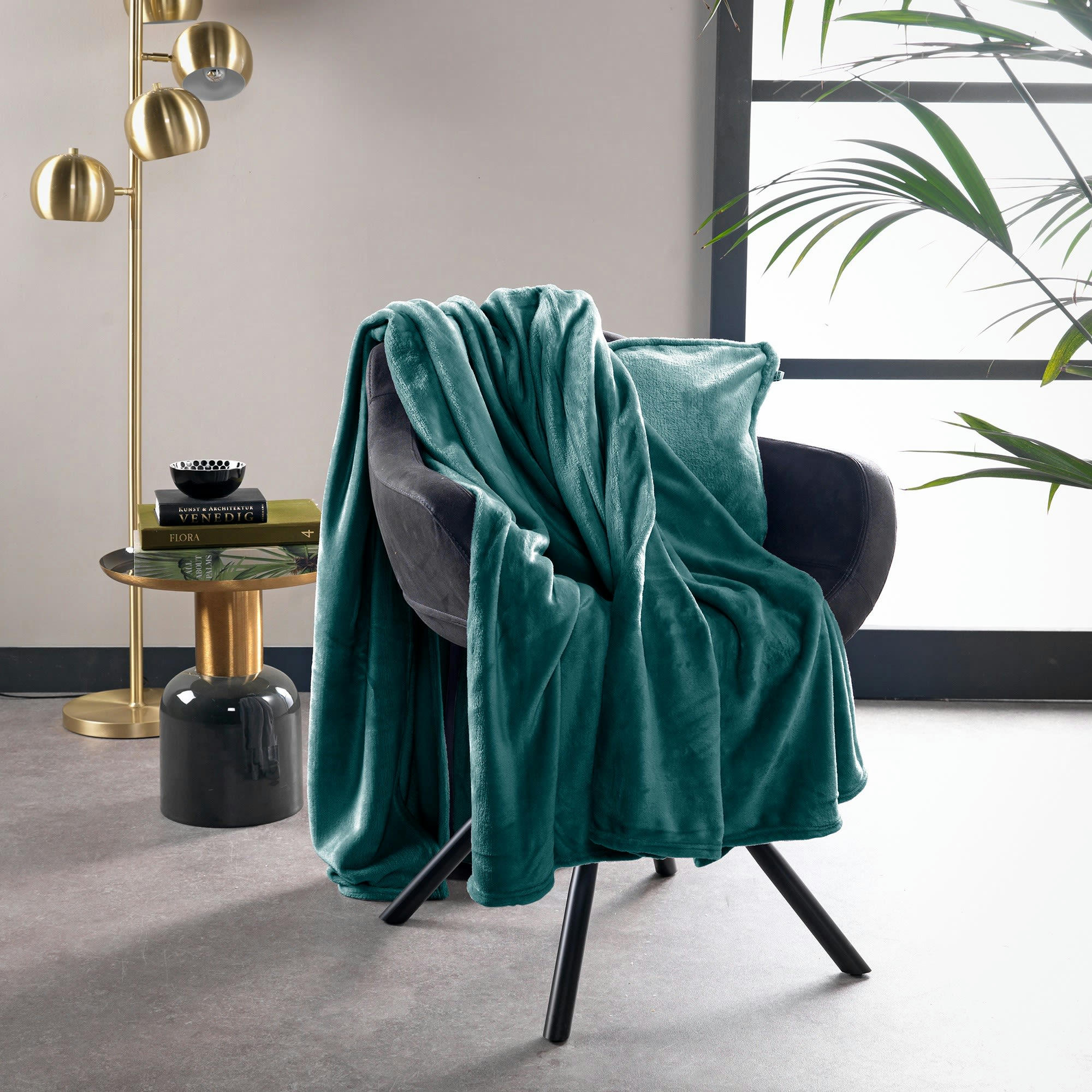 BILLY - Plaid vert fleece 150x200 cm uni