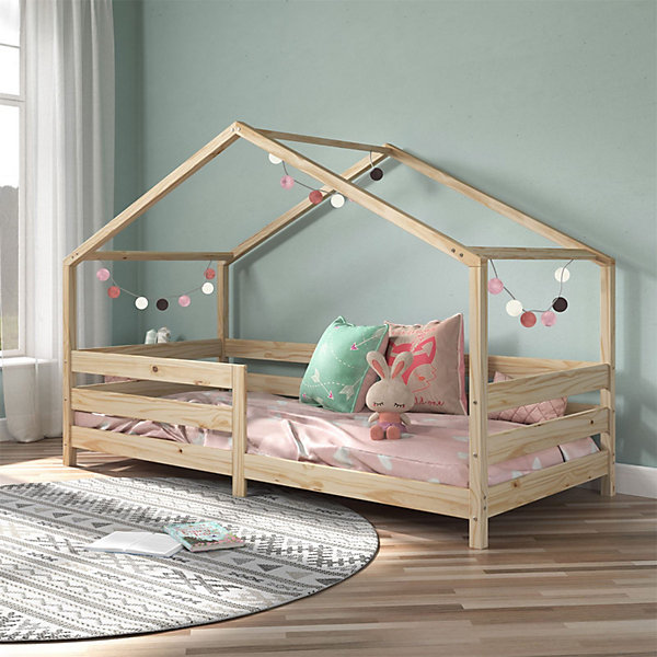 Lit cabane RENA 90 x 200 cm, en pin massif naturel