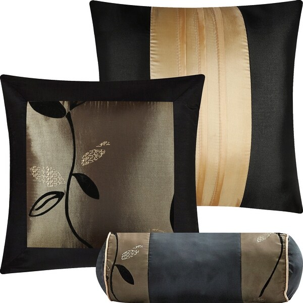Grand Avenue Jolene 7 Piece Flocked Modern Leaves Comforter Set