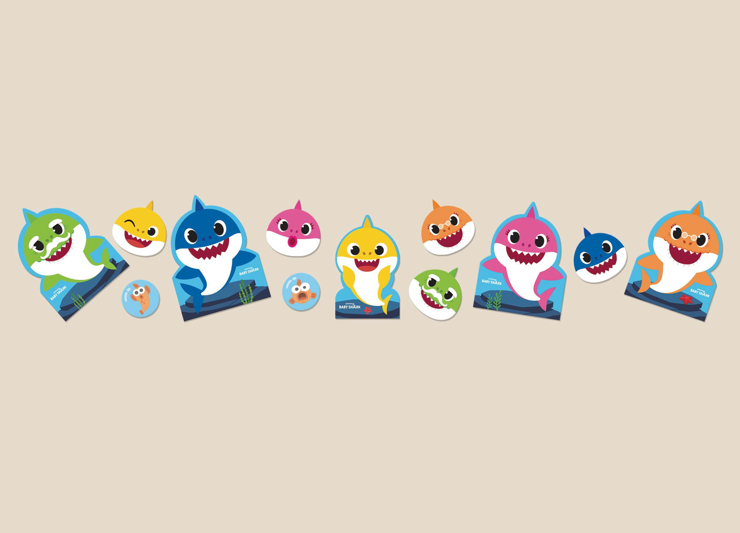 Baby Shark Birthday Party Cardstock Cutouts, 12-pc