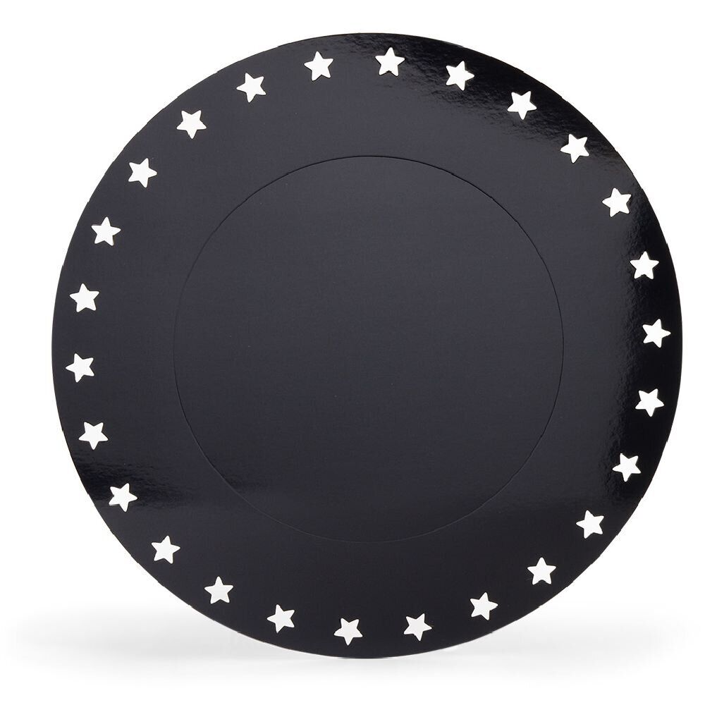 Sous assiette rebord étoile plastique noir Ø34cm x4