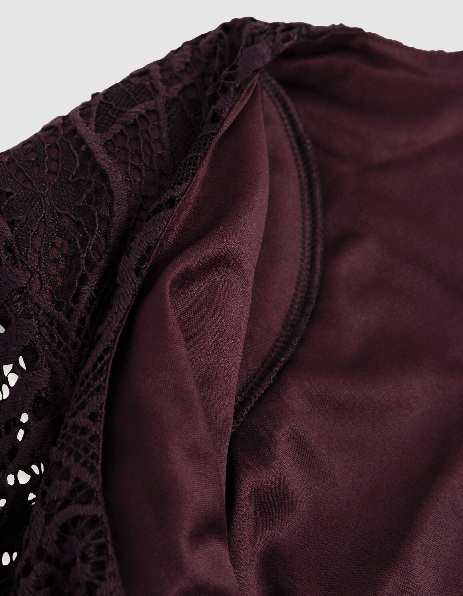 Robe longue bordeaux dentelle Femme