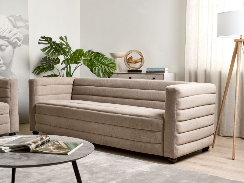 Sofa kanapa trzyosobowa tapicerowana beżowoszara