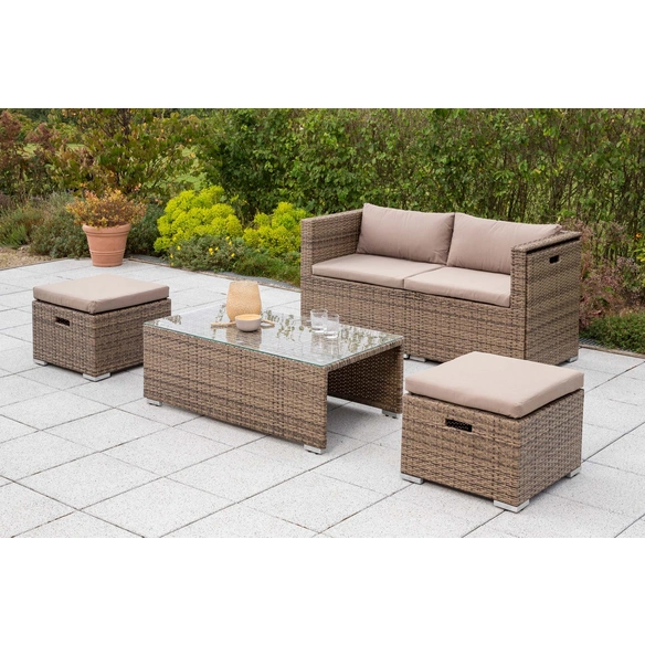 Gartenmöbelset, 6 Sitzplätze, Kunststoff/Stahl