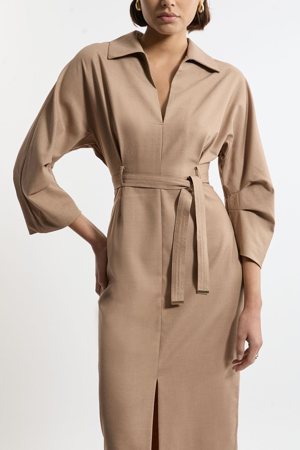KarenMillen Tailored Wide Sleeve Midi Shirt Dress