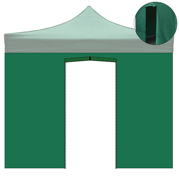 Auvent latéral vert imperméable de 3x2 m avec porte enroulable pour tonnelle pliante de 3x3 m