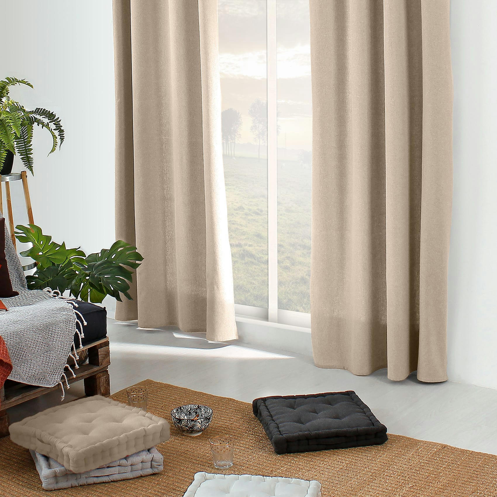 - Rideau d'ameublement en coton recyclé naturel 135x240 cm