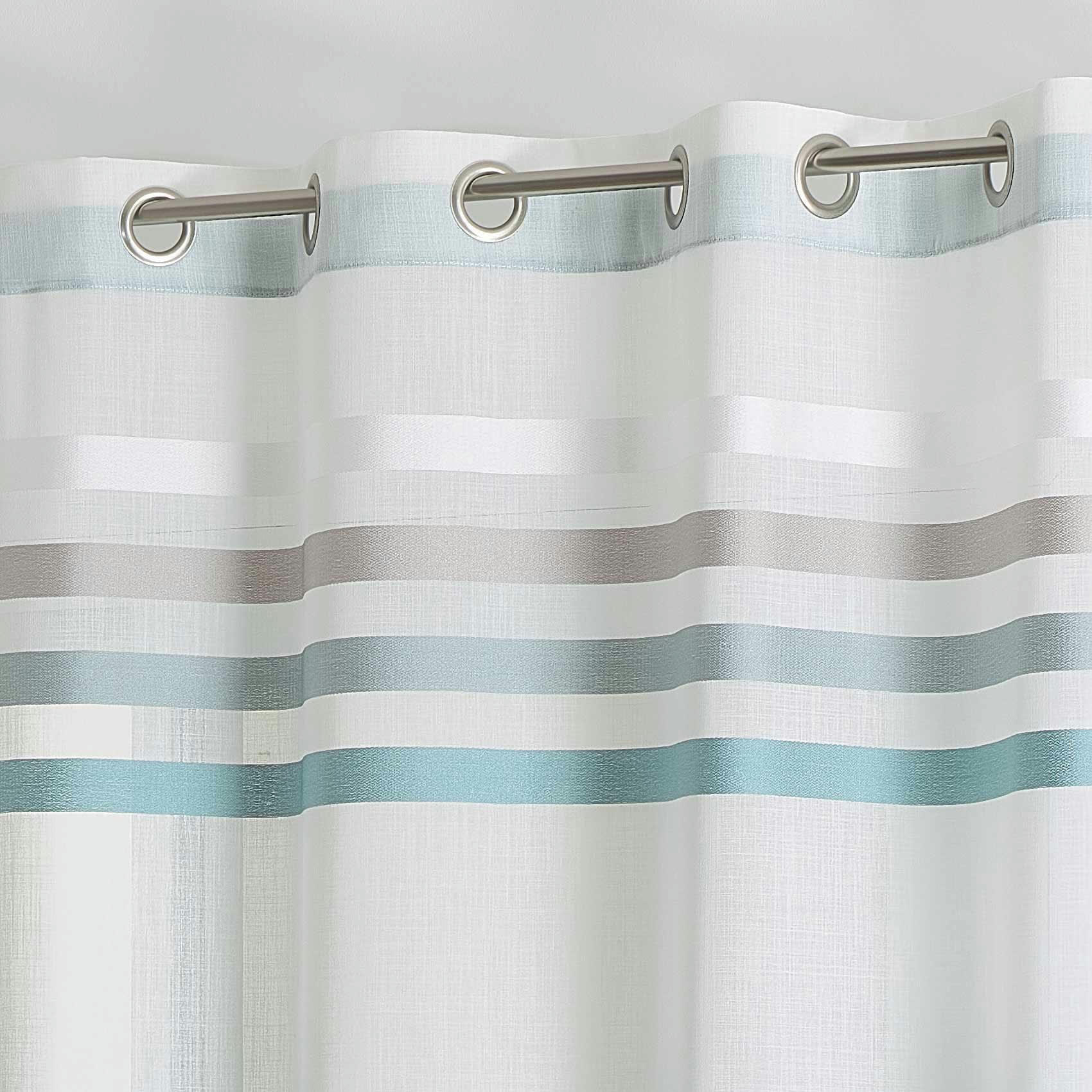 - Voilage en étamine à rayures bayadères polyester bleu 140x260 cm