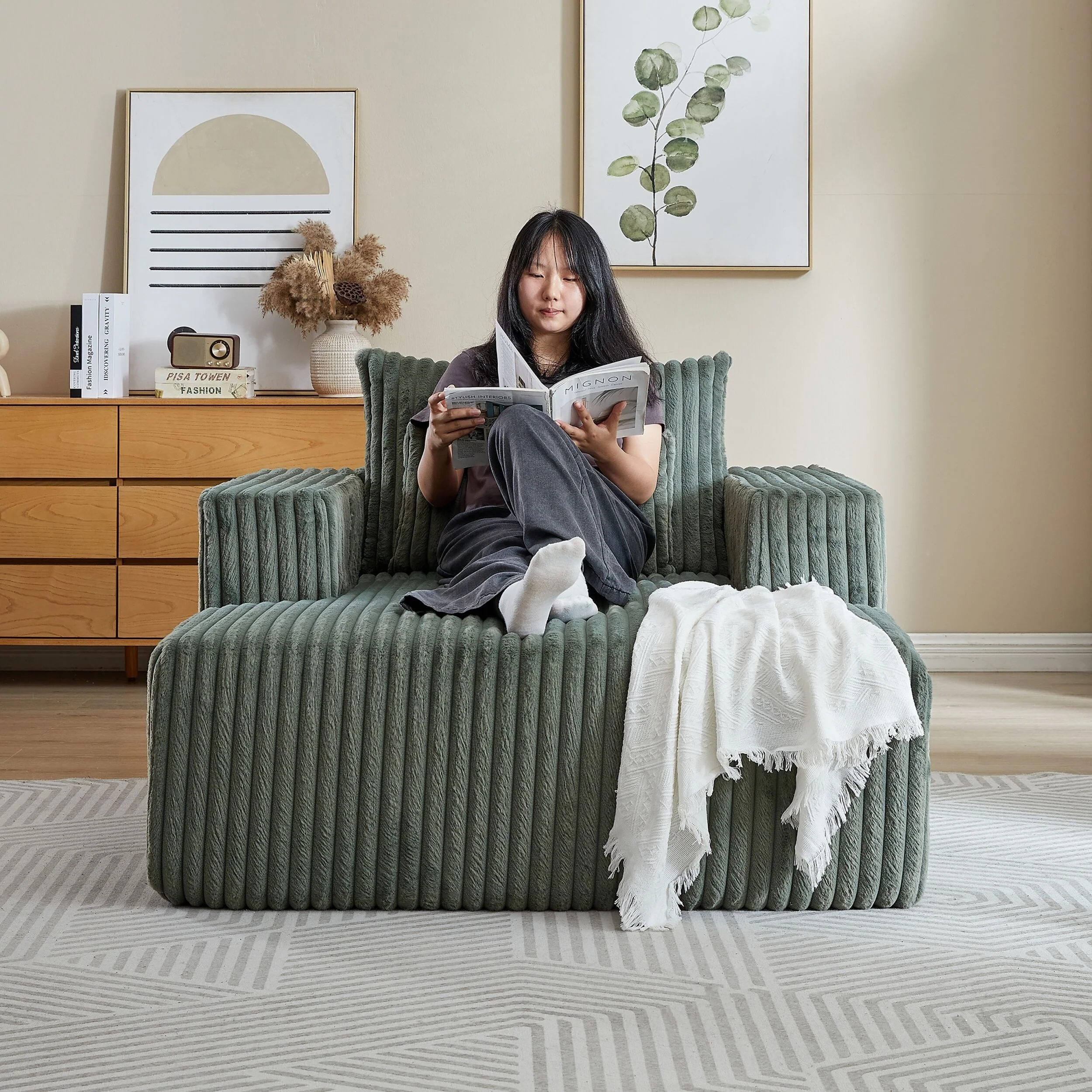 Corduroy Foam Sofa Lounge Chair