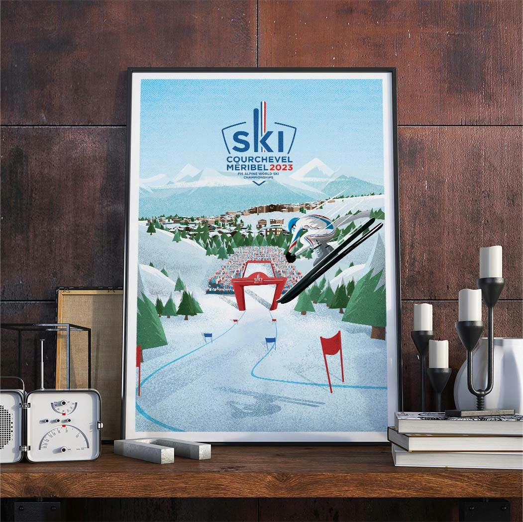 SKI - Affiche Ski - Courchevel Méribel 2023  30x40cm