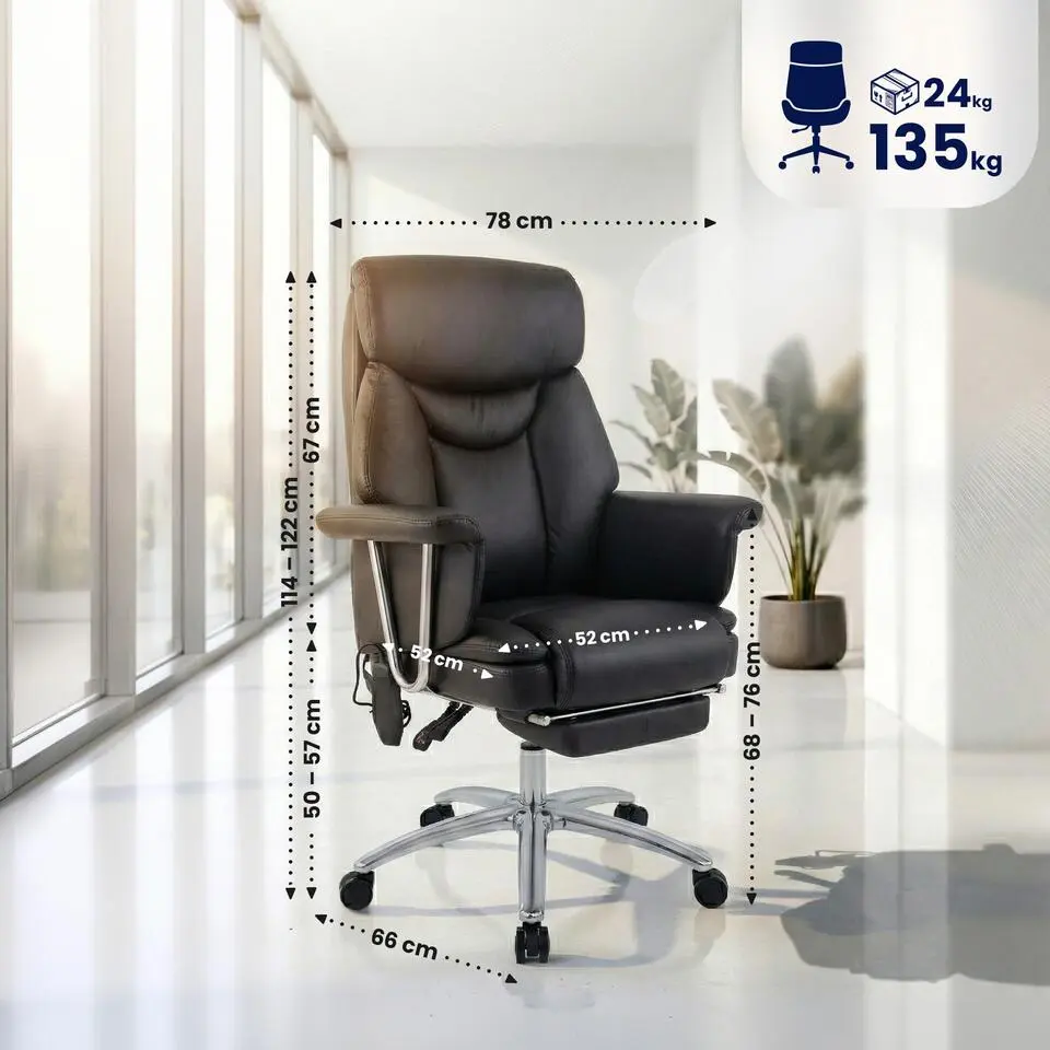 CLP Bureaustoel Dahra chroom Frame - Echt leer - zwart