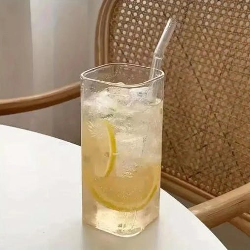 NNEOBA Glass Coffee Mug with Lid & Straw