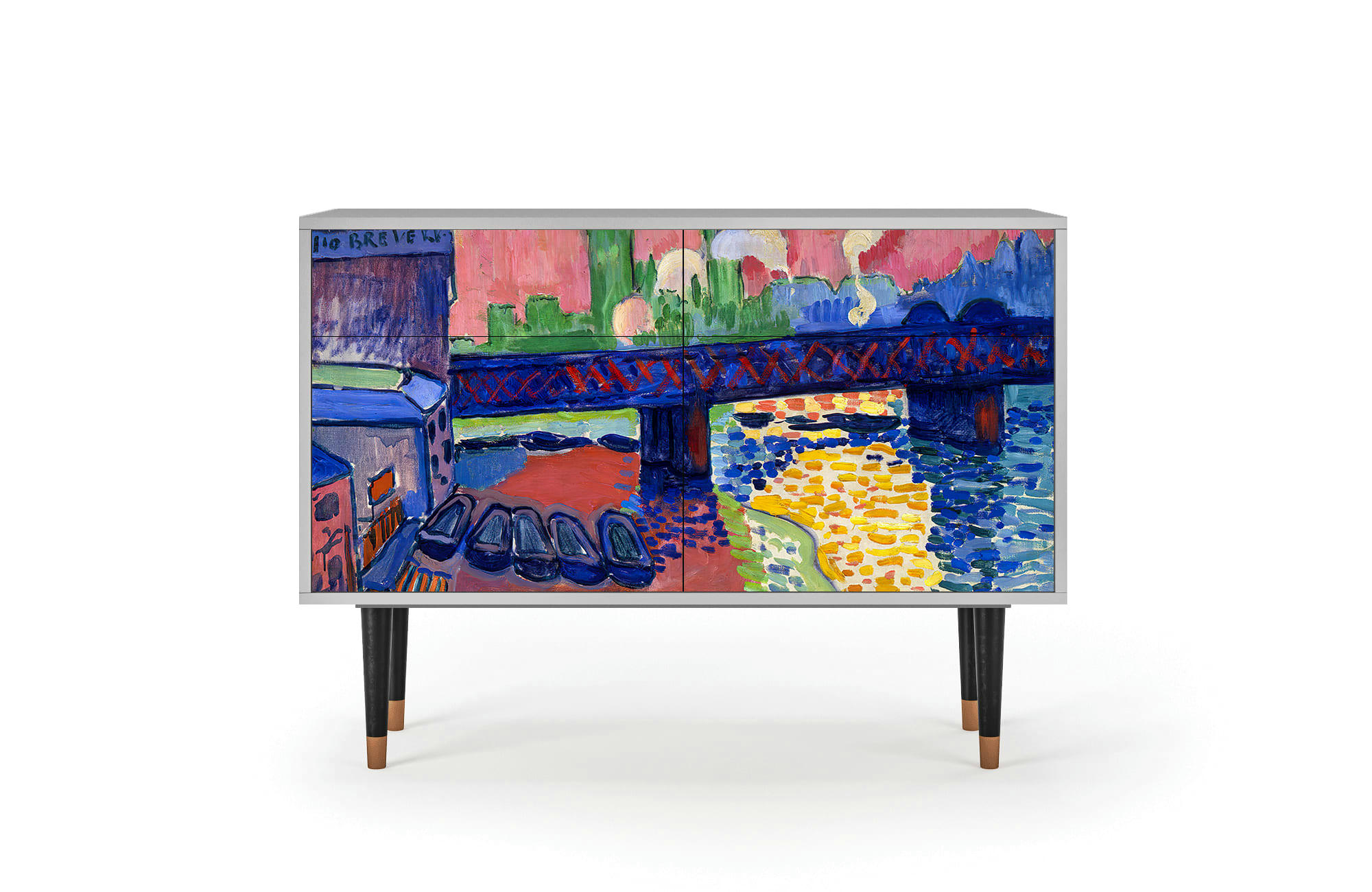 CHARING CROSS BRIDGE BY ANDRE DEAIN - Buffet  multicolore 2 tiroirs et 2 portes L 115 cm