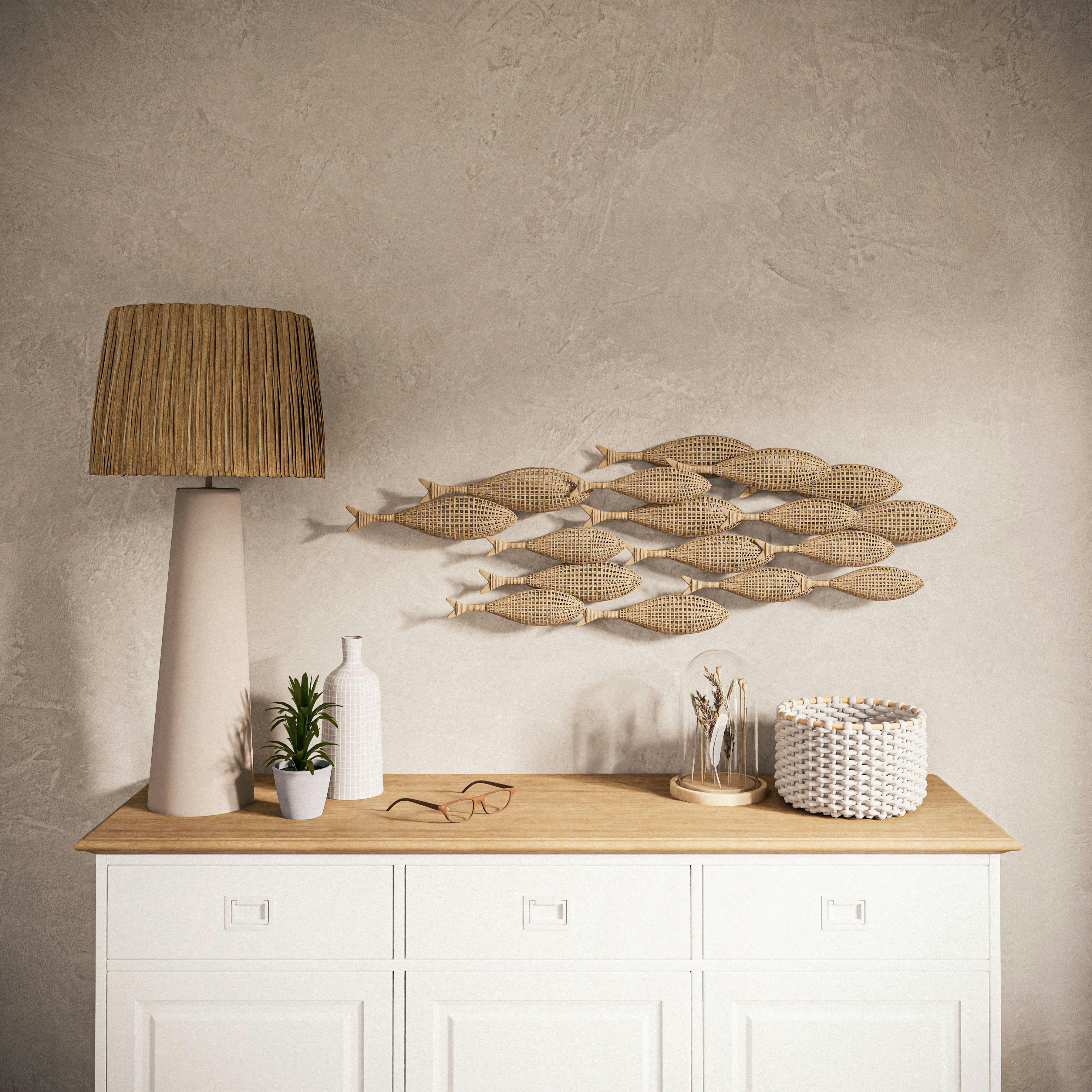 - Panier en coton crochet ivoire et rotin