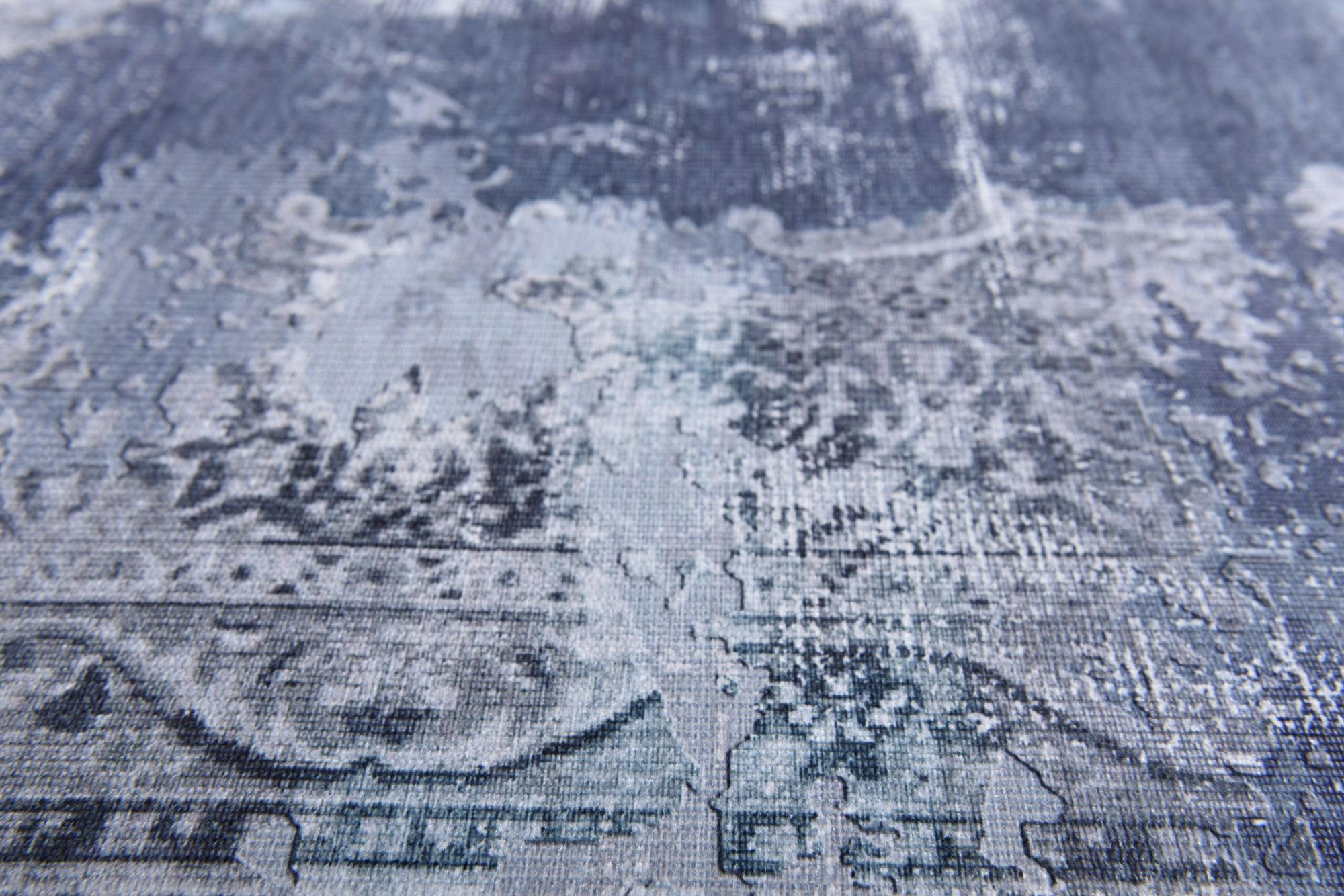 CECILIA - Tapis imprimé en motif vintage - bleu 70x140 cm