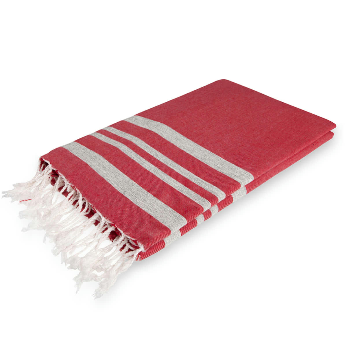 HAMPTONS - Nappe lurex coton  150x250 rouge / argent