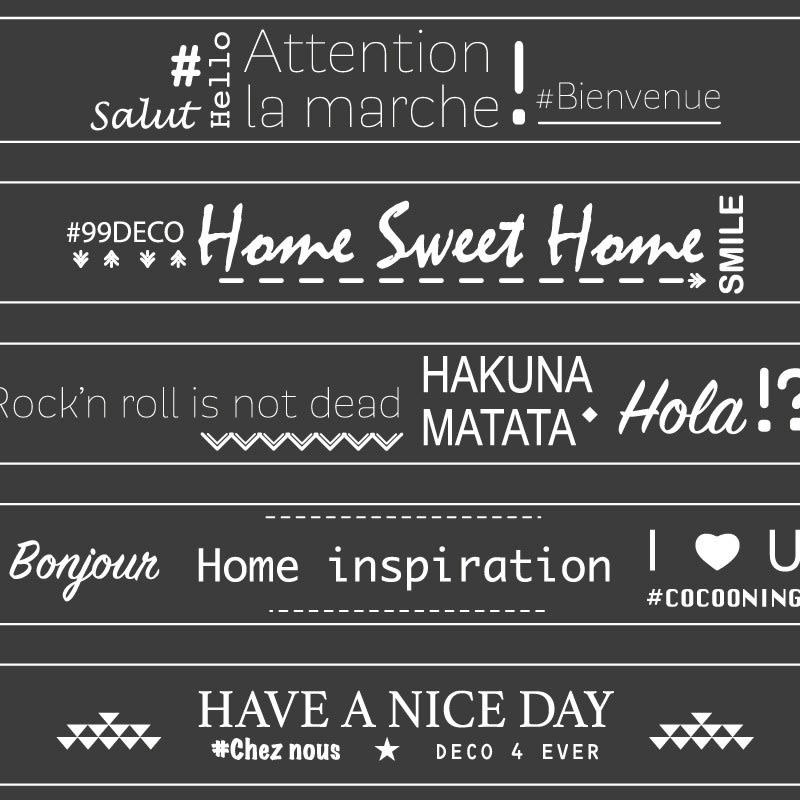 MIX HAPPY - Lot de 5 Contremarches MIX H 15xL100cm Noir Message