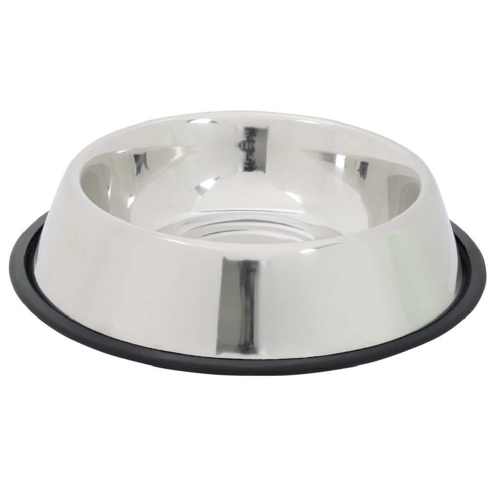 Gamelle ronde inox pour chien avec base antidérapante Ø29,4xH6cm