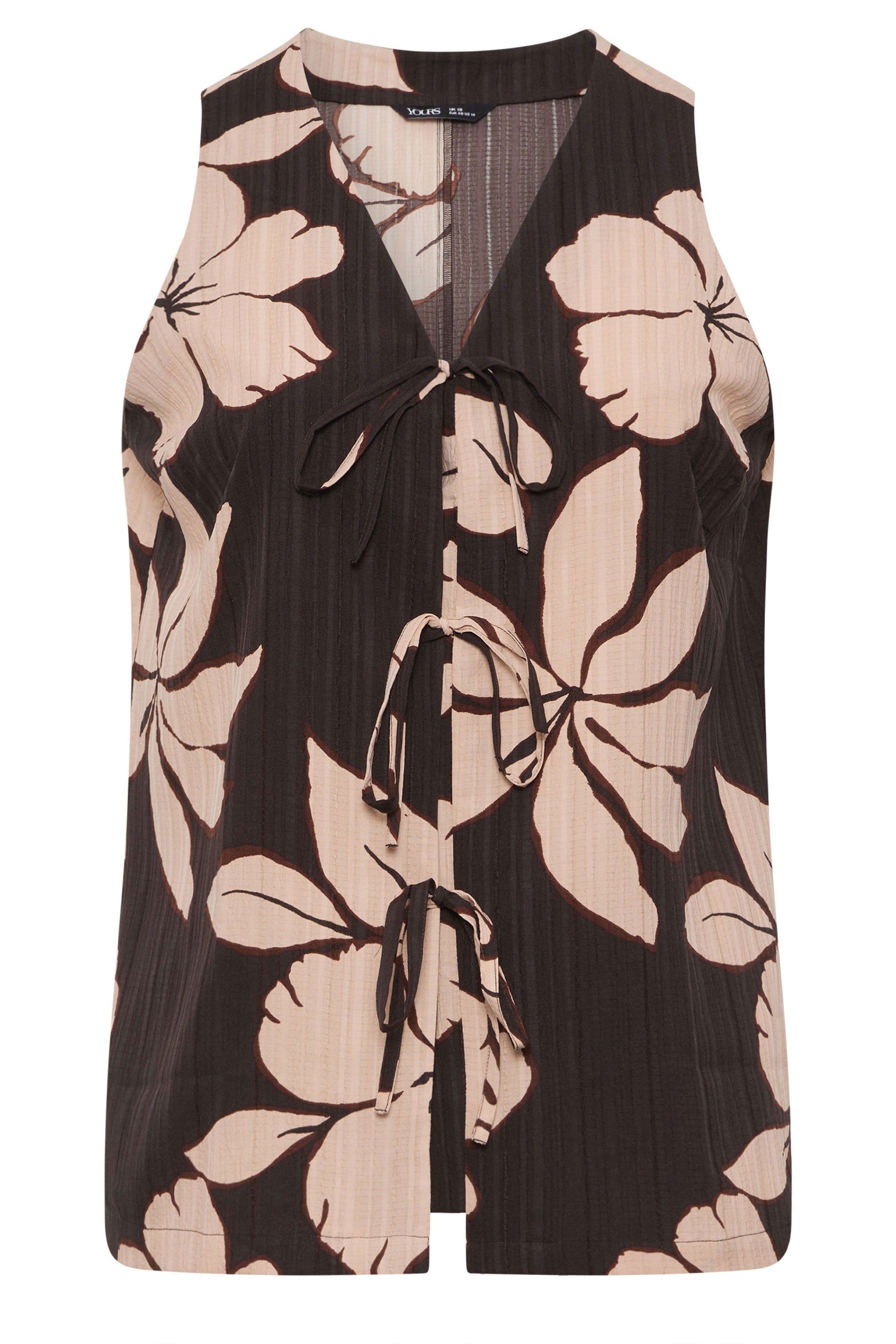 Yours Floral Tie Front Vest Top