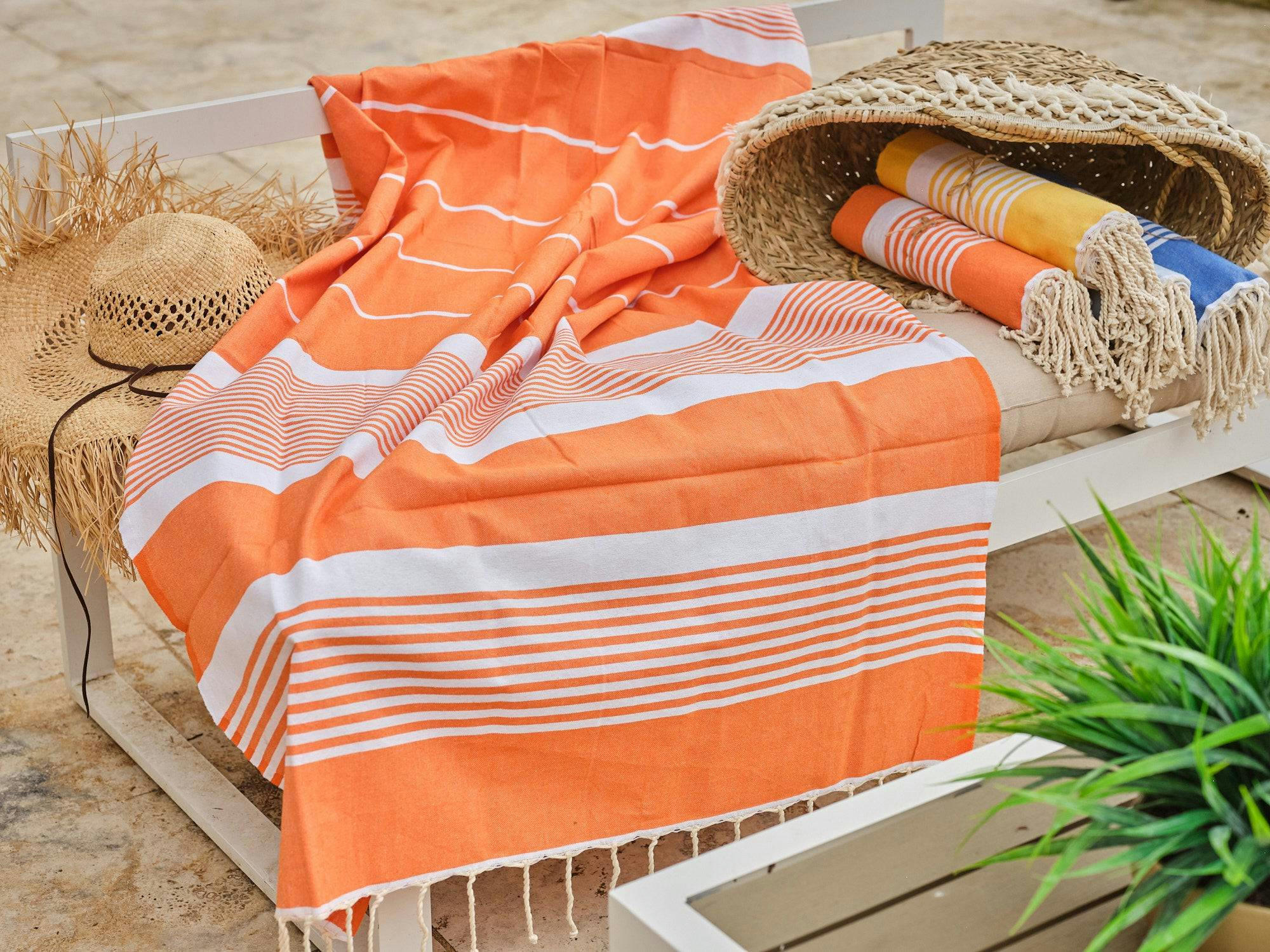 - Fouta en coton 100x200cm orange