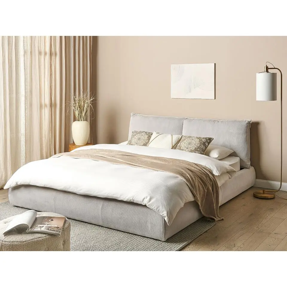 VINAY - Tweepersoonsbed - Beige - 180 x 200 cm - Corduroy