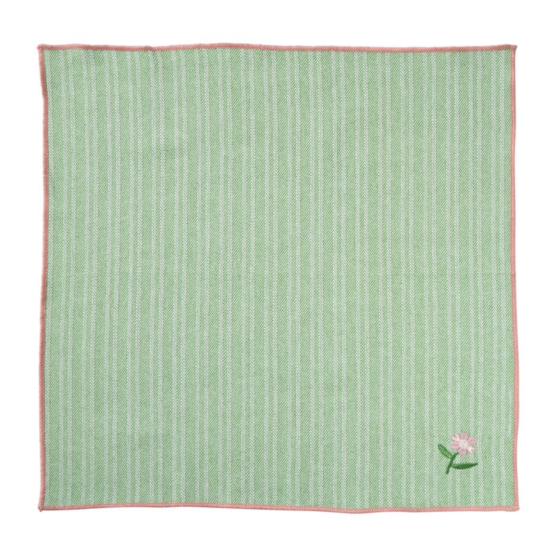 Servetten streep - groen/wit - set van 2 - 40x40 cm