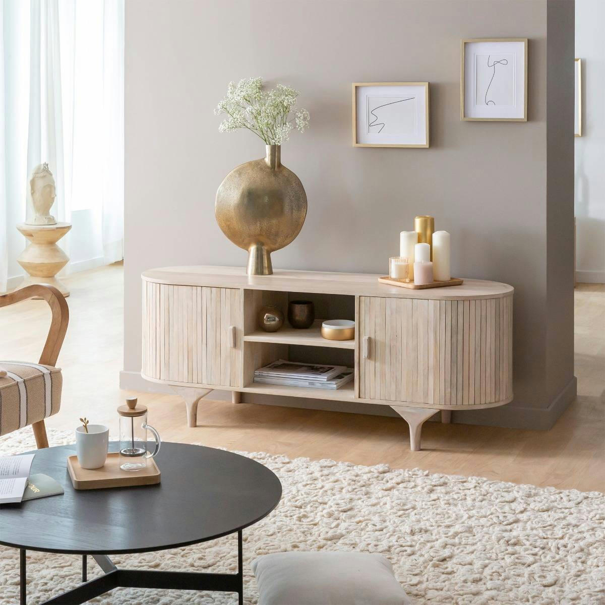 MACHA - Meuble TV en bois marron 150 cm