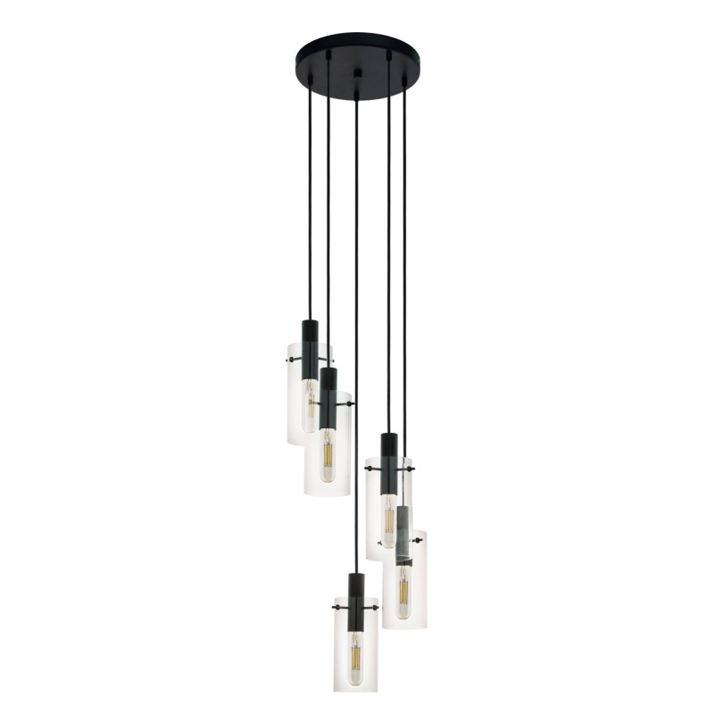 Suspension Montefino noire E27 5 x 60 W EGLO